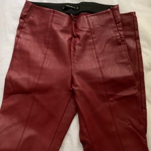 Zara TRF red leather pants